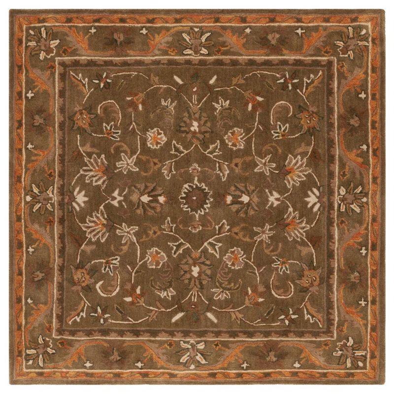 Antiquity AT52 Hand Tufted Indoor Area Rug - Olive/Gold - 6'x6' - Safavieh