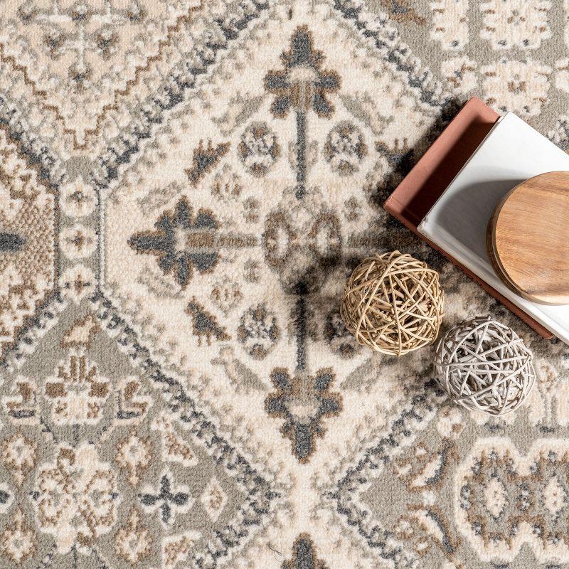 Nuloom 2x8 Becca Tiled Indoor Area Rug, Taupe, Faded Transitional Design, Stain Resistant, Bedroom, Living Room, Kitchen