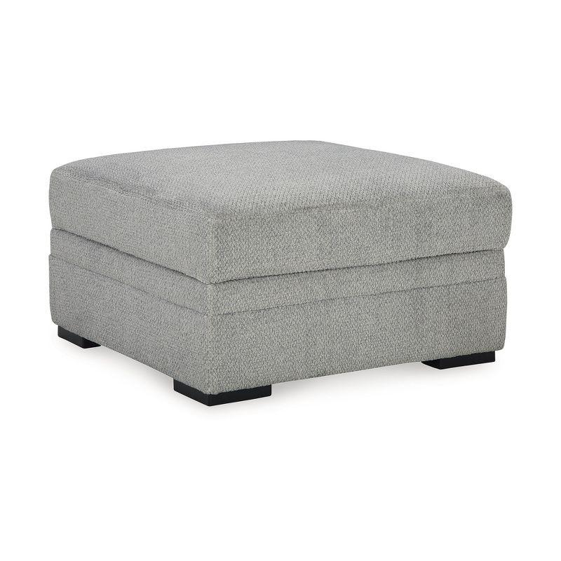 Light Gray Contemporary Storage Ottoman with Cup Holders