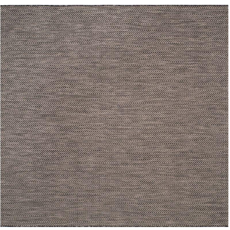 Courtyard CY8022 Power Loomed Indoor and Outdoor Area Rug - Black/Beige - 6'7"x6'7" - Safavieh