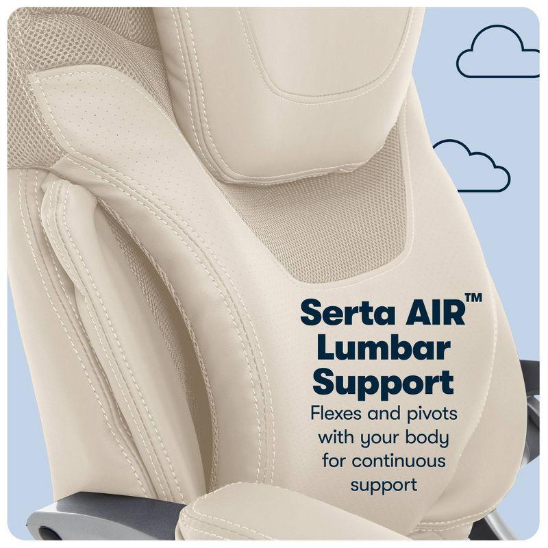 Works Executive Office Chair with Air Technology Comfortable Cream - Serta: Ergonomic Lumbar Support, Fixed Arms, Wood Frame