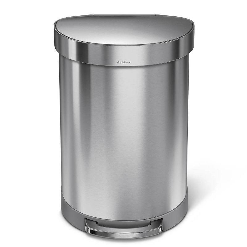 simplehuman Semi-Round Hands-Free Kitchen Step Trash Can with Soft-Close Lid