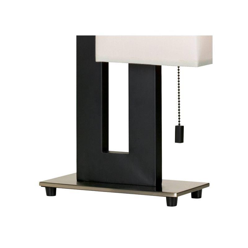 Black and Brushed Nickel Rectangular Table Lamp with White Shade