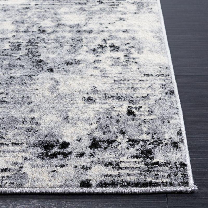 4' x 6' Black Abstract Easy Care Synthetic Rug