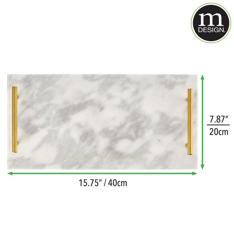 mDesign Marble Serving Tray Board with Handles for Entertaining