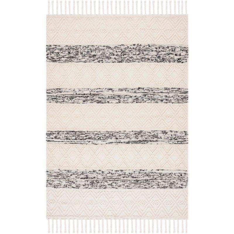 Natura NAT298 Hand Woven Indoor Area Rug - Ivory/Black - 6'x6' - Safavieh