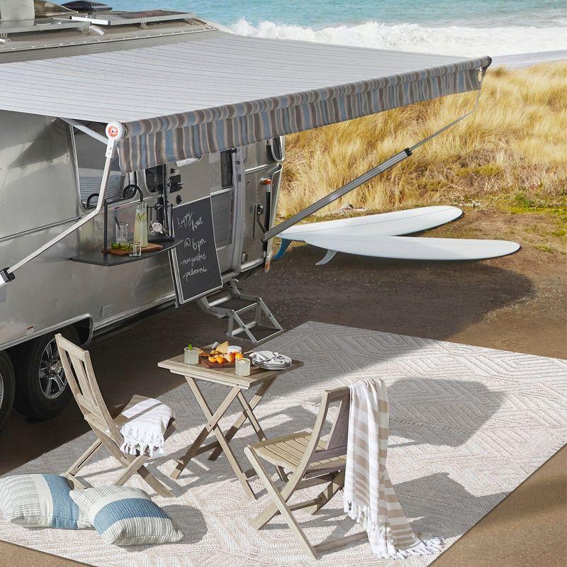 5'x8' Jordan High-Low Pile Art Deco Geometric Indoor/Outdoor Area Rug, Beige - JONATHAN Y