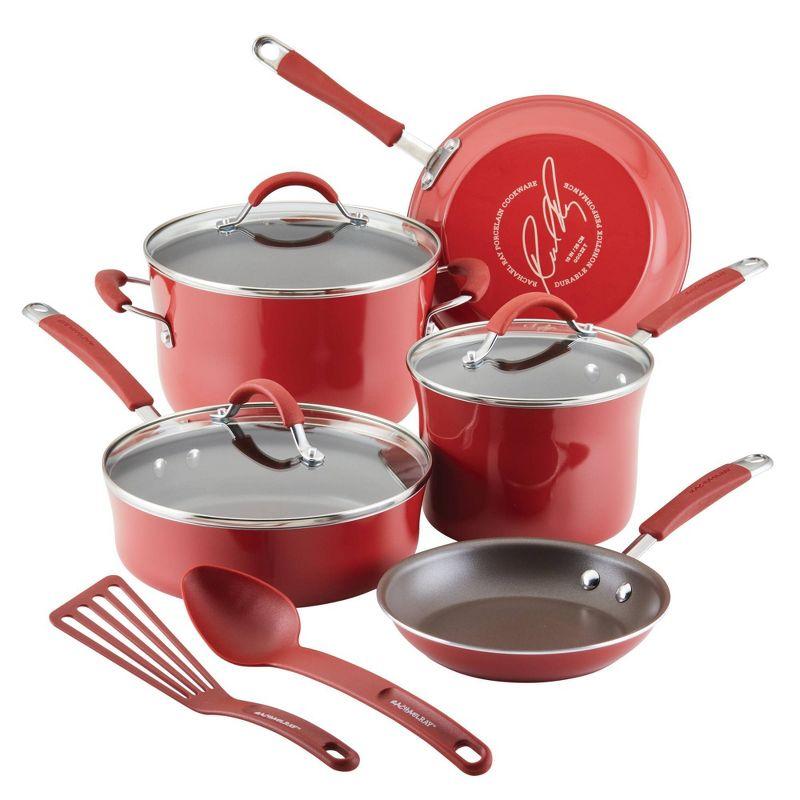 Rachael Ray Red 10-Piece Nonstick Aluminum Cookware Set