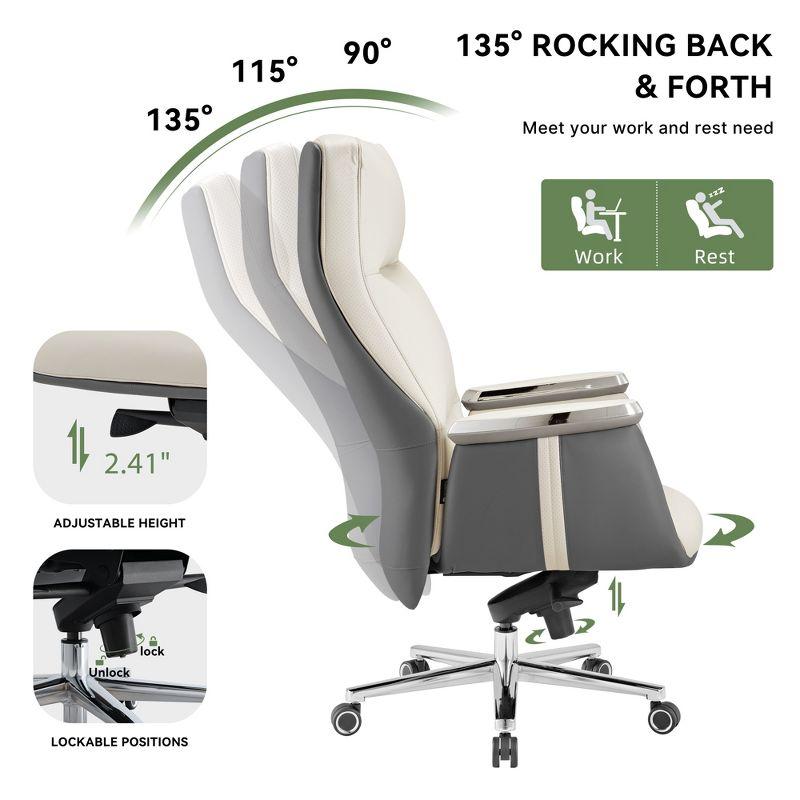 EUREKA ERGONOMIC Royal II, High Back Executive Office Chair,Beige Gray,25.59"D X 29.13"W X 48.03-50.39" H