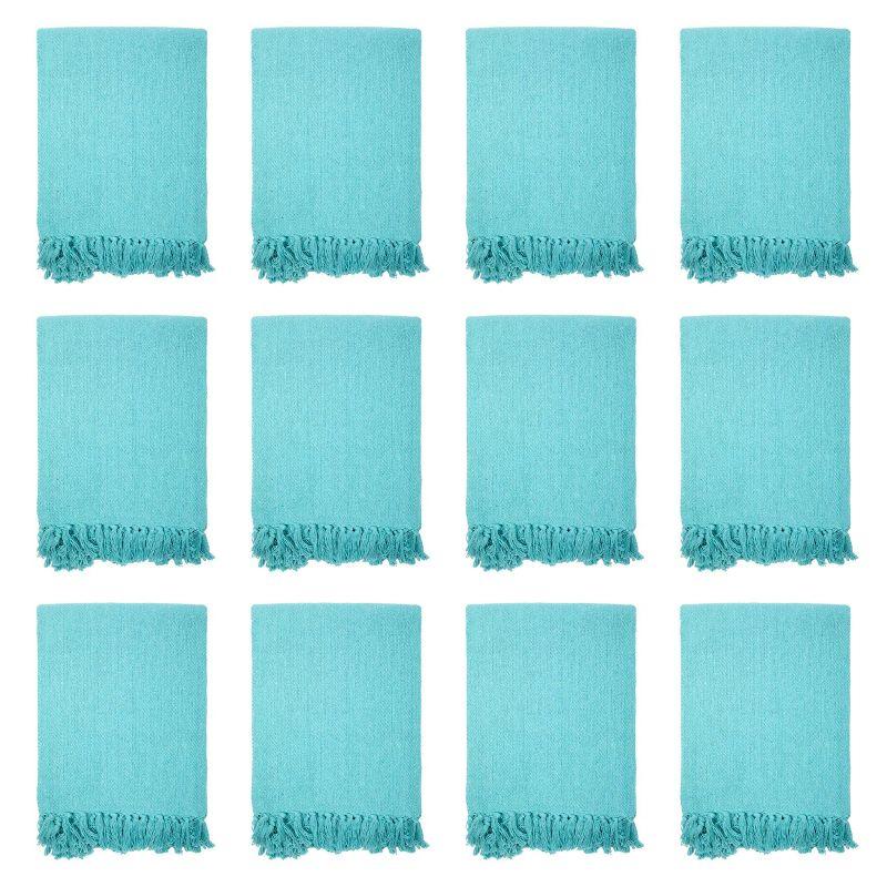 Aqua Reversible Cotton Herringbone Throw Blankets 50x70 - Pack of 12