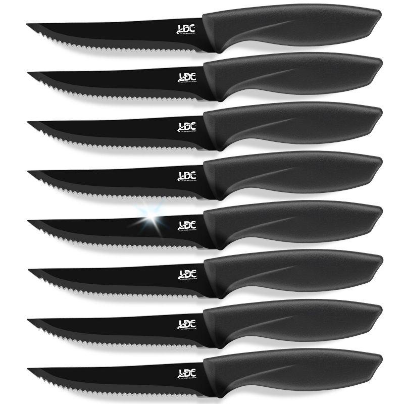 Lux Decor 8-Piece Black Stainless Steel Serrated Steak Knife Set