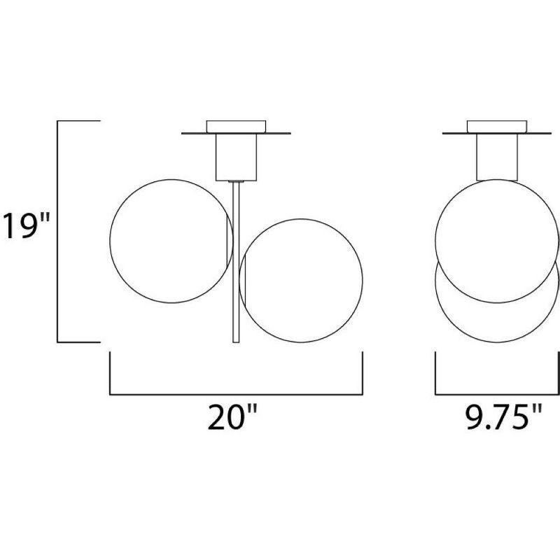 Drake 2 Light Glass Semi Flush Mount