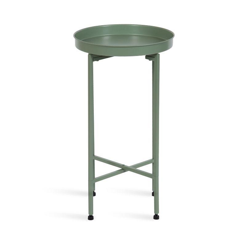 Kate and Laurel Deliah Round Metal Tea Table, 14.25x14.25x25.75, Green