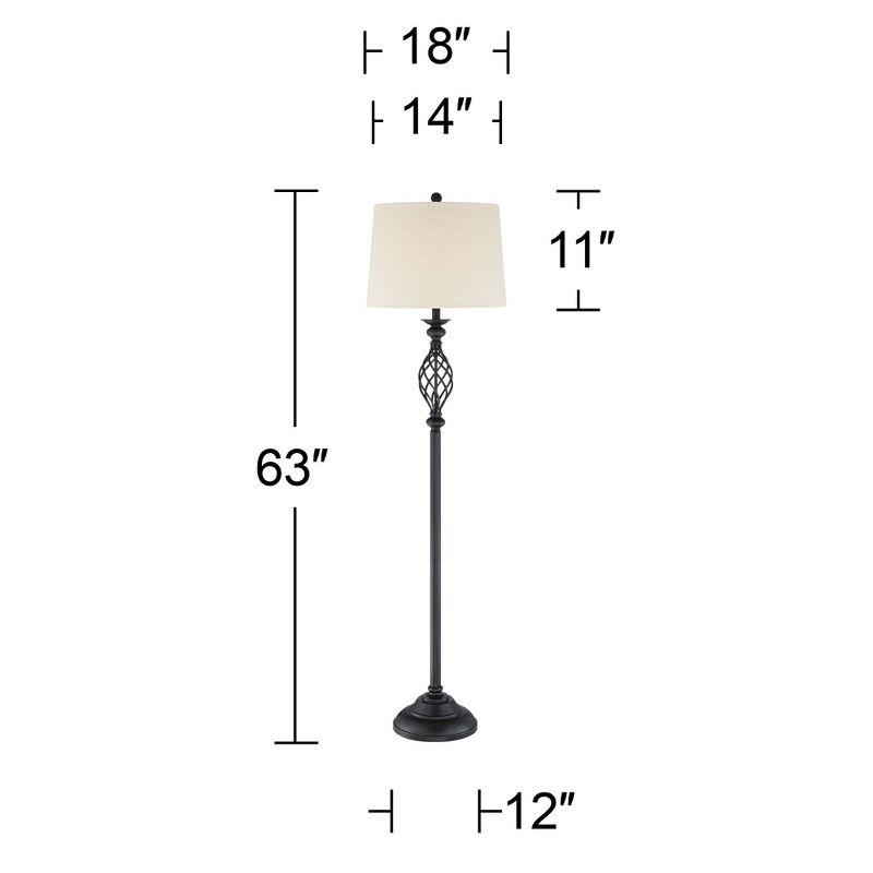 Bronze Iron Scroll 63" Rustic Floor Lamp with Cream Drum Shade