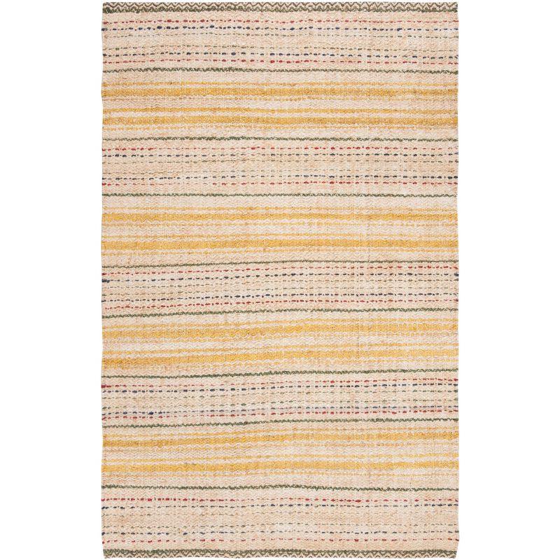 Hand-Knotted Ivory & Gold Jute 5' x 8' Area Rug