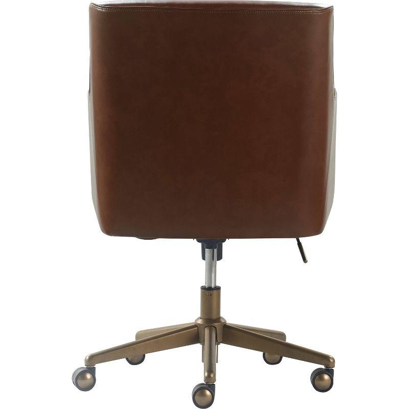 Modern Executive High-Back Swivel Office Chair in Cognac Brown Leather