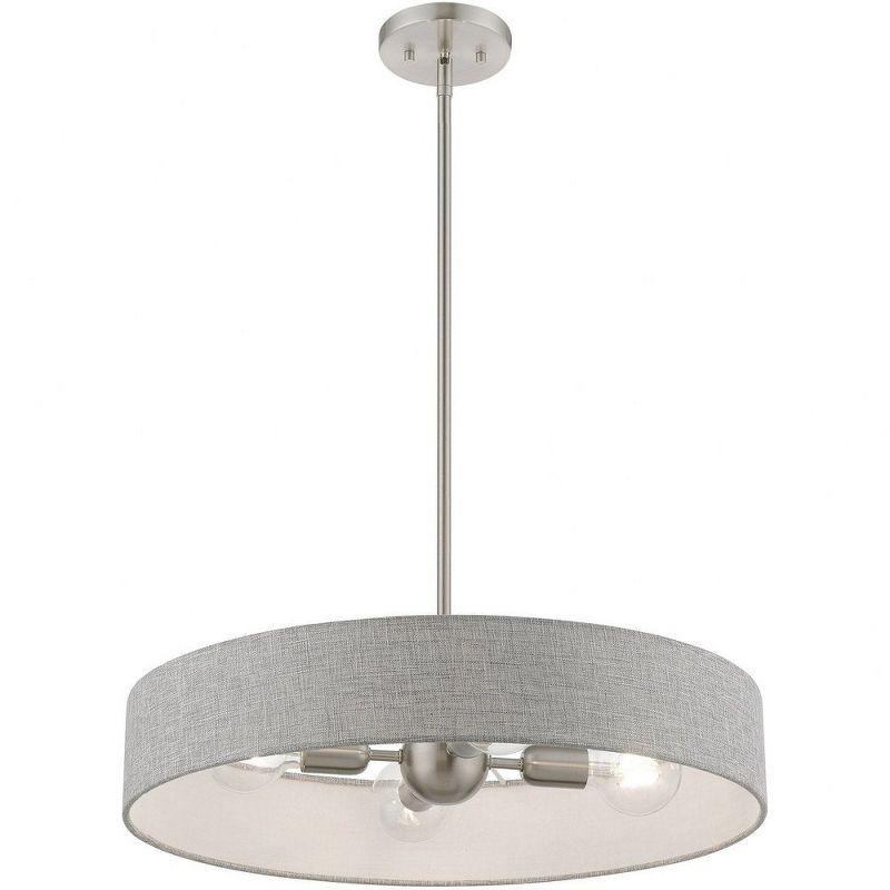 Livex Lighting Elmhurst 4 - Light Pendant in  Brushed Nickel/Shiny White