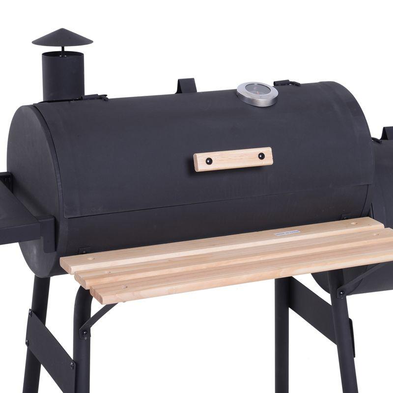 Outsunny 231 Sq.In. Steel Portable Backyard Charcoal BBQ Grill and Offset Smoker Combo with Wheels