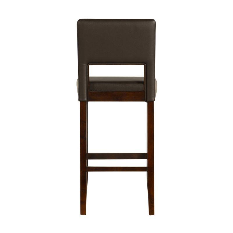 Linon 30" Vega Padded Back and Seat Faux Leather Barstool Hardwood/Espresso : Upholstered, Armless, Fixed Height
