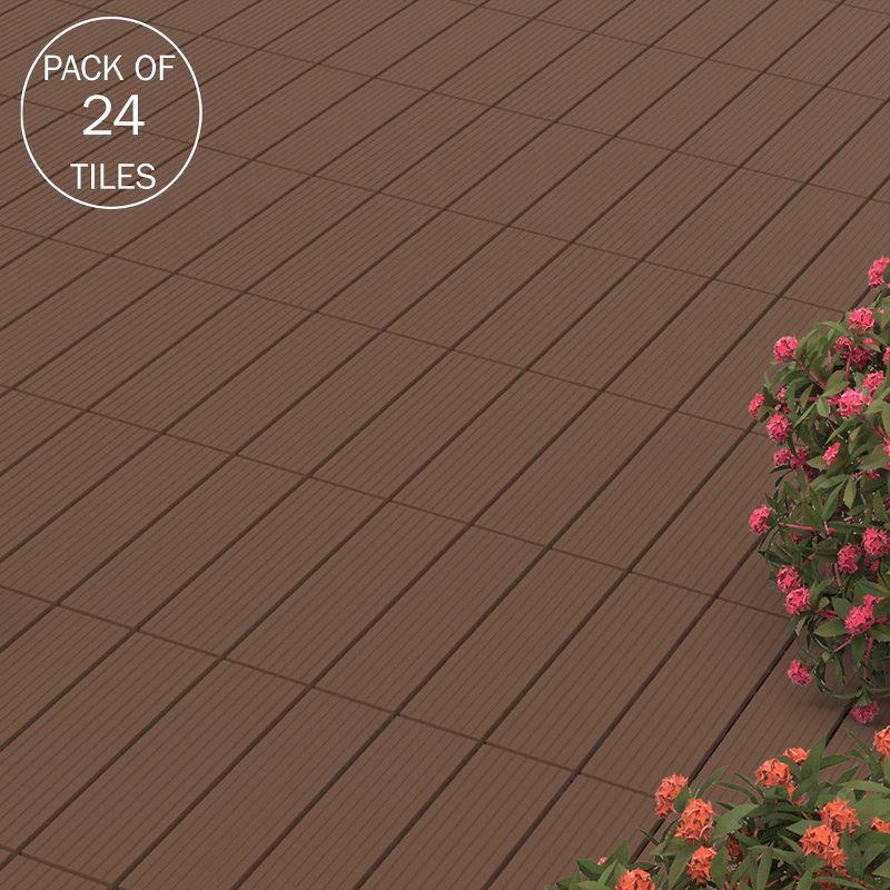 Brown Interlocking Outdoor Deck Tiles with Water Protection