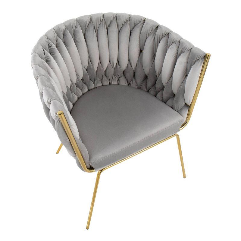 Elegant Silver Velvet Barrel Accent Chair with Metal Base