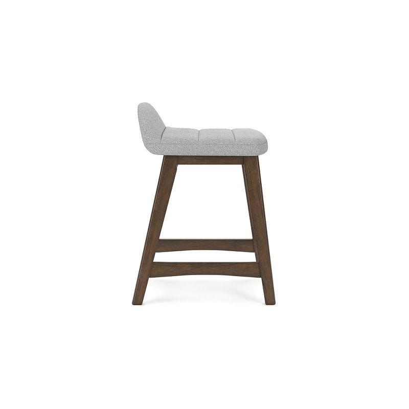 Signature Design by Ashley Lyncott Counter Height Upholstered Barstool with Foam Cushion, Set of 2, Light Gray