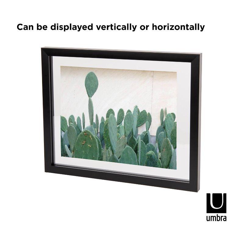 Umbra 11"x14" Floated to 13"x16" Document Picture Frame Black: Modern Polystyrene, Sawtooth Back Mount