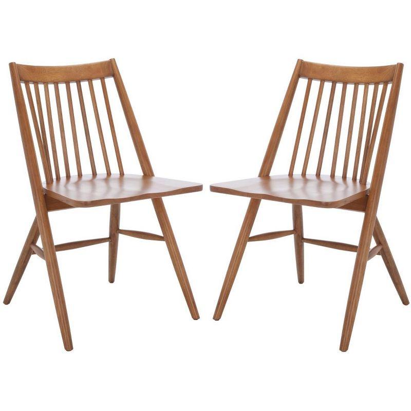 Walnut Upholstered Slat Back Side Chair, 21" Width