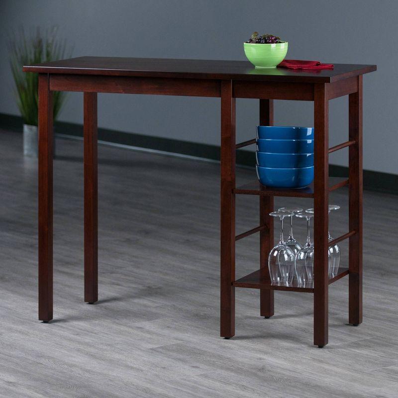 Dining Table Walnut - Winsome: Counter Height, Storage Base, Seats 4, Hardwood