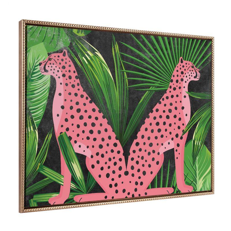 Sylvie Beaded Gold Framed Jungle Cheetah Canvas Art, 28x38