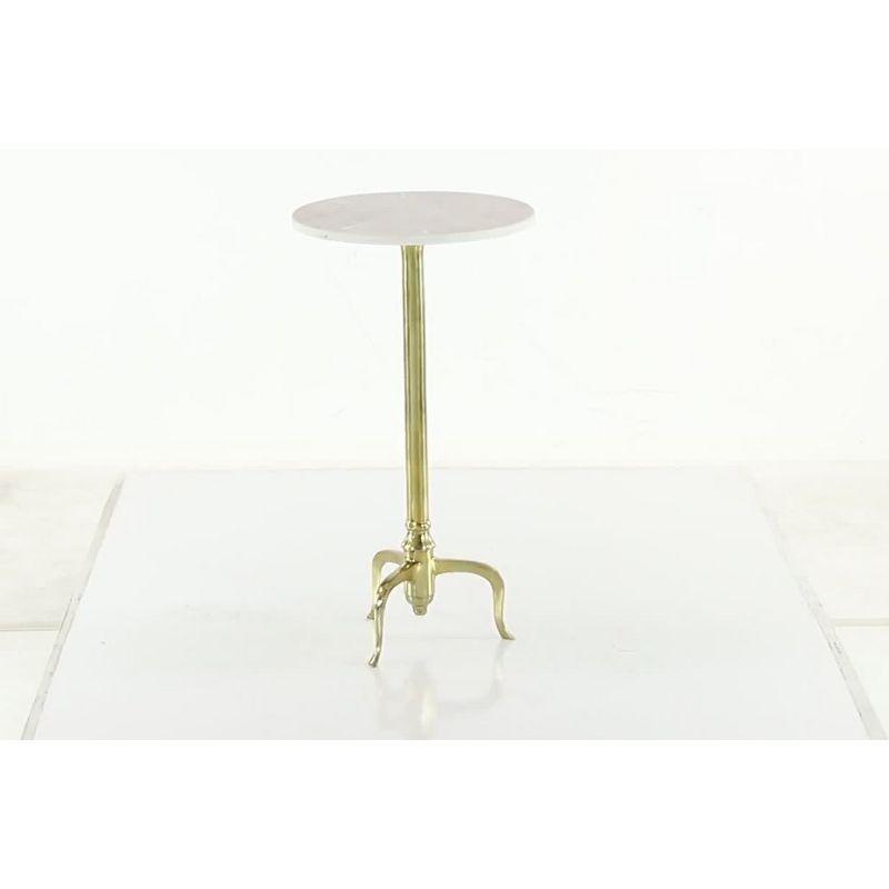 Contemporary Marble Pedestal Accent Table Brass - Olivia & May