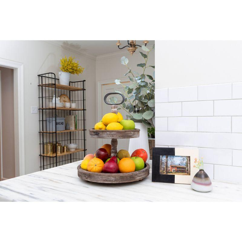 Round Wood 2-Tier Tray - Storied Home