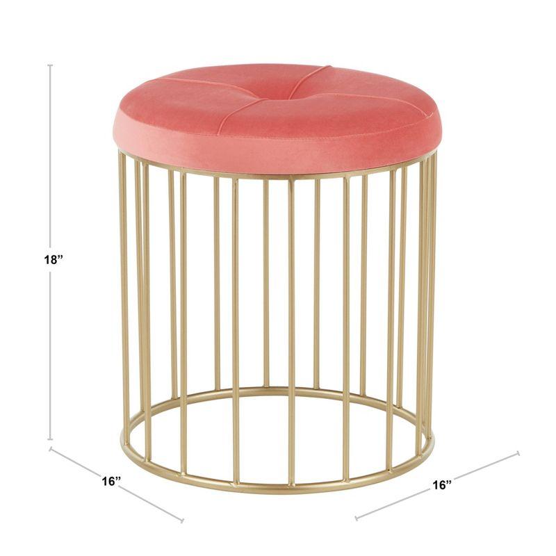 Canary Contemporary Nesting Ottomans Gold/Cream - LumiSource: Gold-Tone Metal, Velvet, No Assembly Required