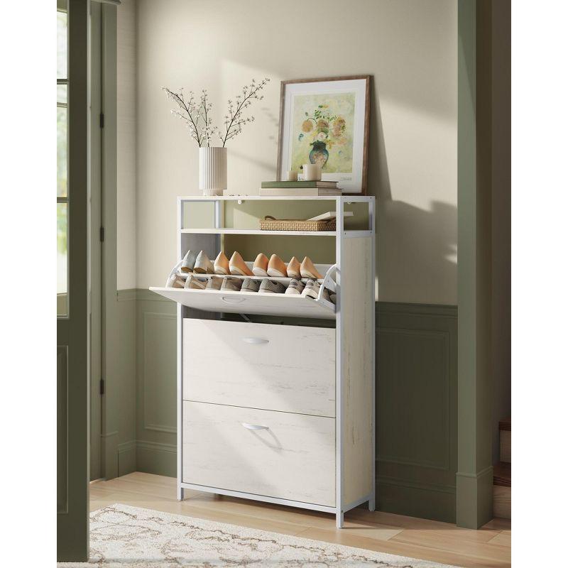 VASAGLE Shoe Cabinet with 3 Flip Drawers, Shoe Storage Cabinet for Entryway