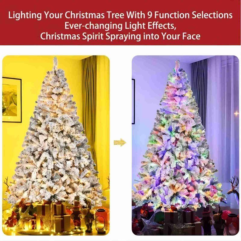 Best Choice Products Snow Flocked Christmas Tree, Premium Holiday Pine Branches, Foldable Metal Base