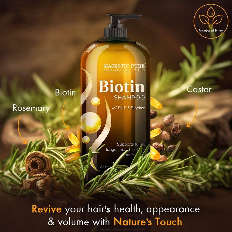 Majestic Pure Biotin Shampoo with DHT Blocker - Hydrating & Sulfate Free for Thin Hair - 16 fl oz