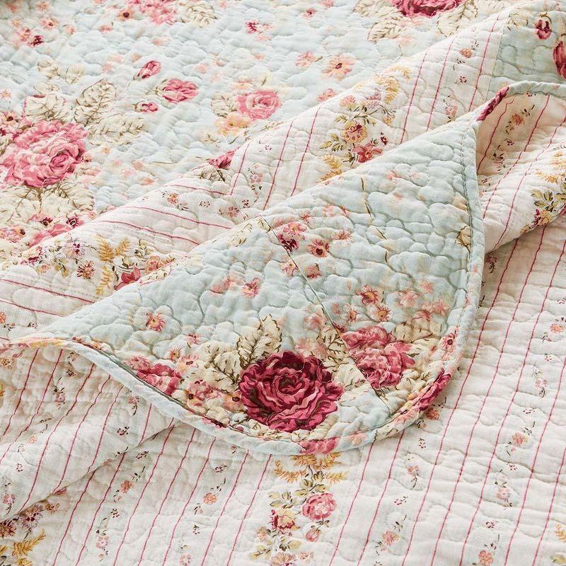 Antique Rose Quilted Reversible Cotton Throw