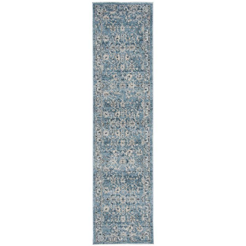 Charleston Vintage-Inspired Navy & Light Grey Synthetic Area Rug - 2' x 8'