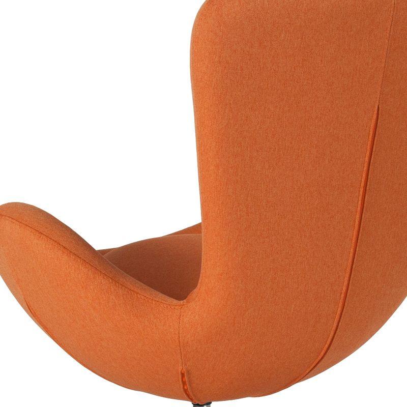 High Back Orange Fabric Swivel Reception Chair with Chrome Base