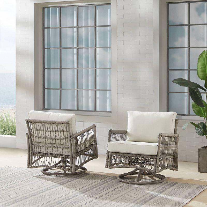 2pk Thatcher Outdoor Steel Swivel Rocking Chairs: Resin Wicker, Weather-Resistant - Crosley