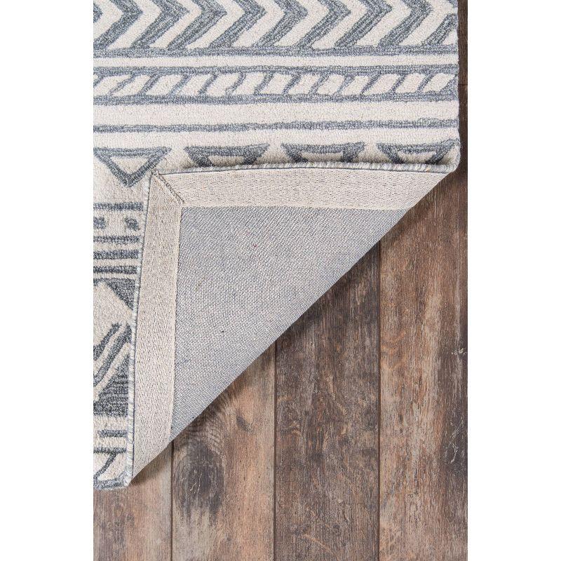 Handmade Geometric Gray Wool Rectangular Accent Rug