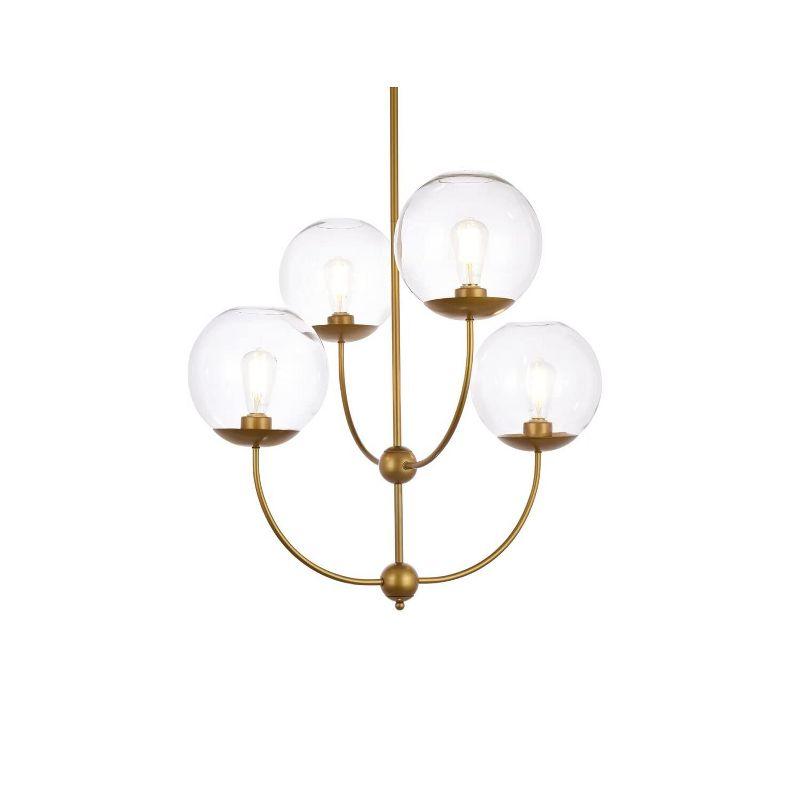 Elegant Lighting Lennon 31.5 inch pendant in brass with clear shade