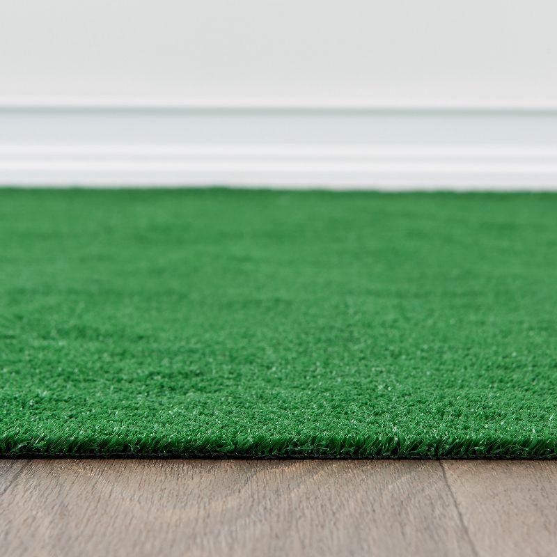World Rug Gallery Artificial Turf Solid Grass Indoor Outdoor Area Rug - GREEN 5'x7'