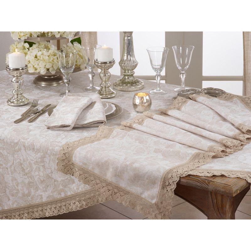 Saro Lifestyle Table Runner With Jacquard Lace Trim Design