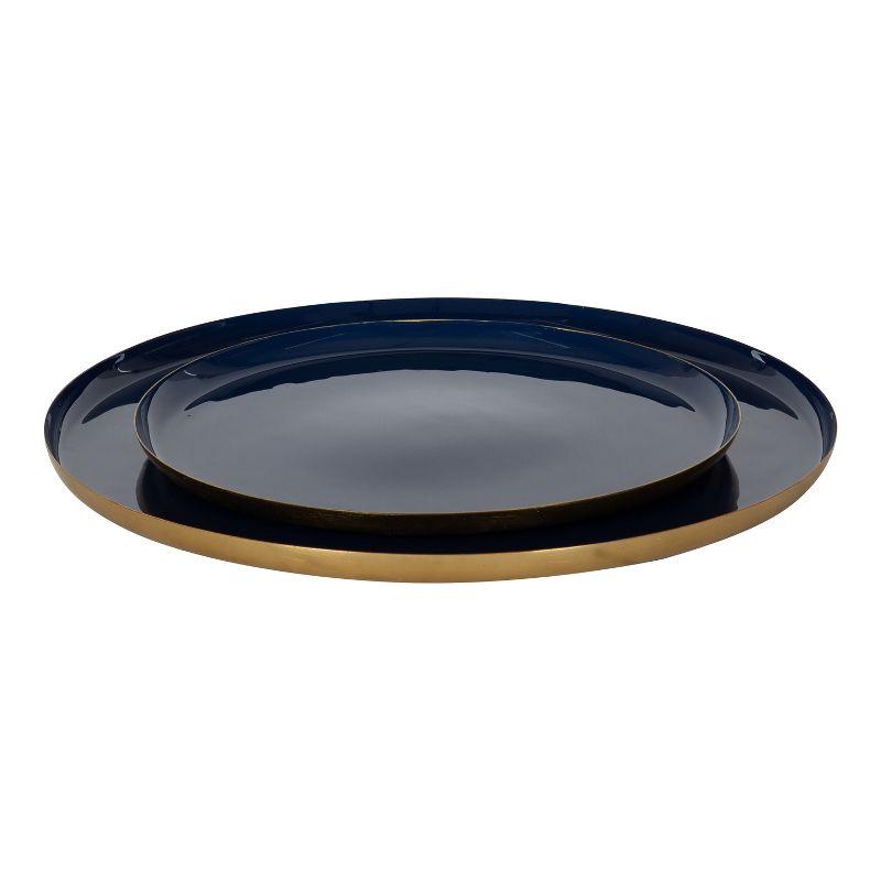 Kate and Laurel Neila Tray, 2 Piece, Navy Blue and Gold