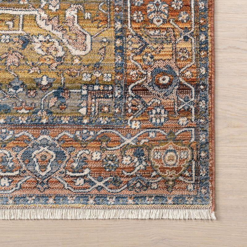 Rust Medallion Reversible Synthetic Square Area Rug