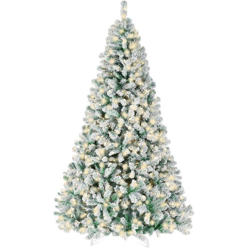 Best Choice Products 6ft Pre-Lit Sage Green Christmas Pine Tree w/ Flocked Branches, 250 Warm-White Lights