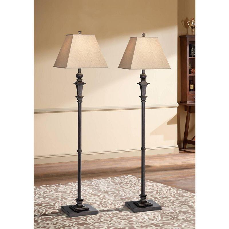 Regency Hill Madison Italian Traditional 59" Tall Standing Floor Lamps Set of 2 Lights Brown Metal Bronze Finish Living Room Bedroom House Reading