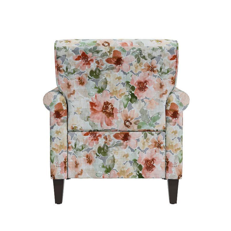 Handy Living Janet Traditional Rolled Accent Armchair with Pewter Nailheads Floral Pattern Orange/Green