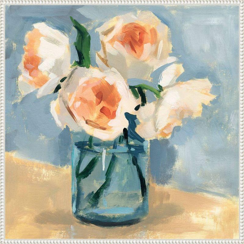 Amanti Art Peonies in Mason Jar II by Victoria Barnes Framed Wall Art Print